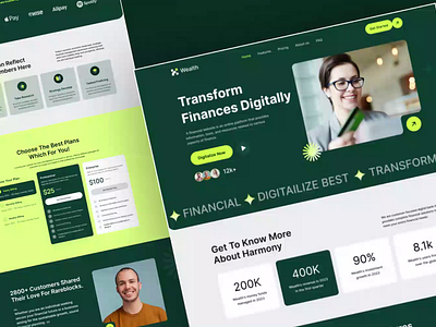 Finance Landing Page - Wealth animation banking branding budget clean digitally finance fintech flicker minimal money prototype transection transfer transform ui ux design wealt