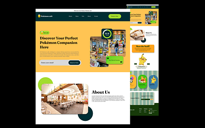 Pokémon café theme website design creative design theme design figma graphic design modner website design ui unique theme ux website website design