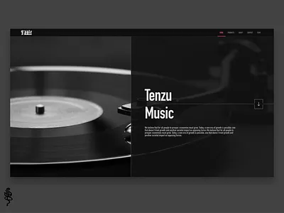 Tenzu Music about us black branding contact us dark design desktop get in touch hero landing landing page minimal music music landing page musical play products ui website why us
