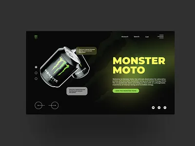Monster Energy Landing Page branding design figma figmaui illustration logo ui ux web designer websitedesigner