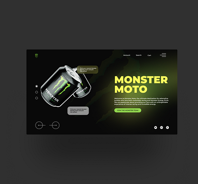 Monster Energy Landing Page branding design figma figmaui illustration logo ui ux web designer websitedesigner