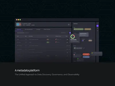 Metadata Platform apptware dark mode dashboard data data analysis ui ux