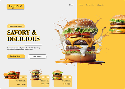 Landing page design for burger point branding design template figma graphic design landing page design ui ui design website design