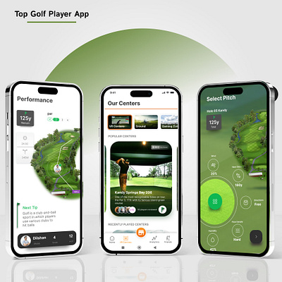 Golf Player App 3d animation branding graphic design logo motion graphics ui ux