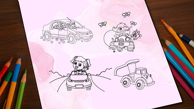 Car Coloring Book/Page For Kids graphic graphic design sahadate hosen soyed poran