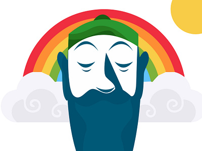 Colorful Spirit bearded graphic design illustration illustrator rainbow rainbow and clouds spirit spiritual sunshine