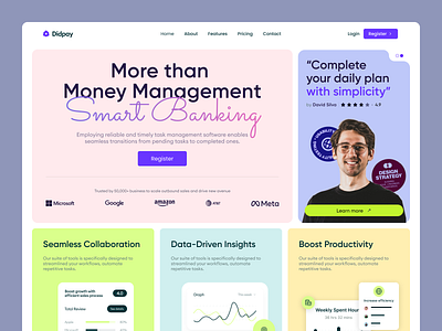 Didpay | Bento-style homepage bento corporate finance financial website fintech landing landing page modern banking product design saas service software startup ui web website website design