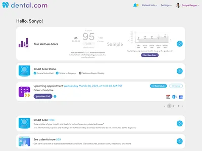 Dental.com Dashboard b2c dashboard dental.com patient dashboard