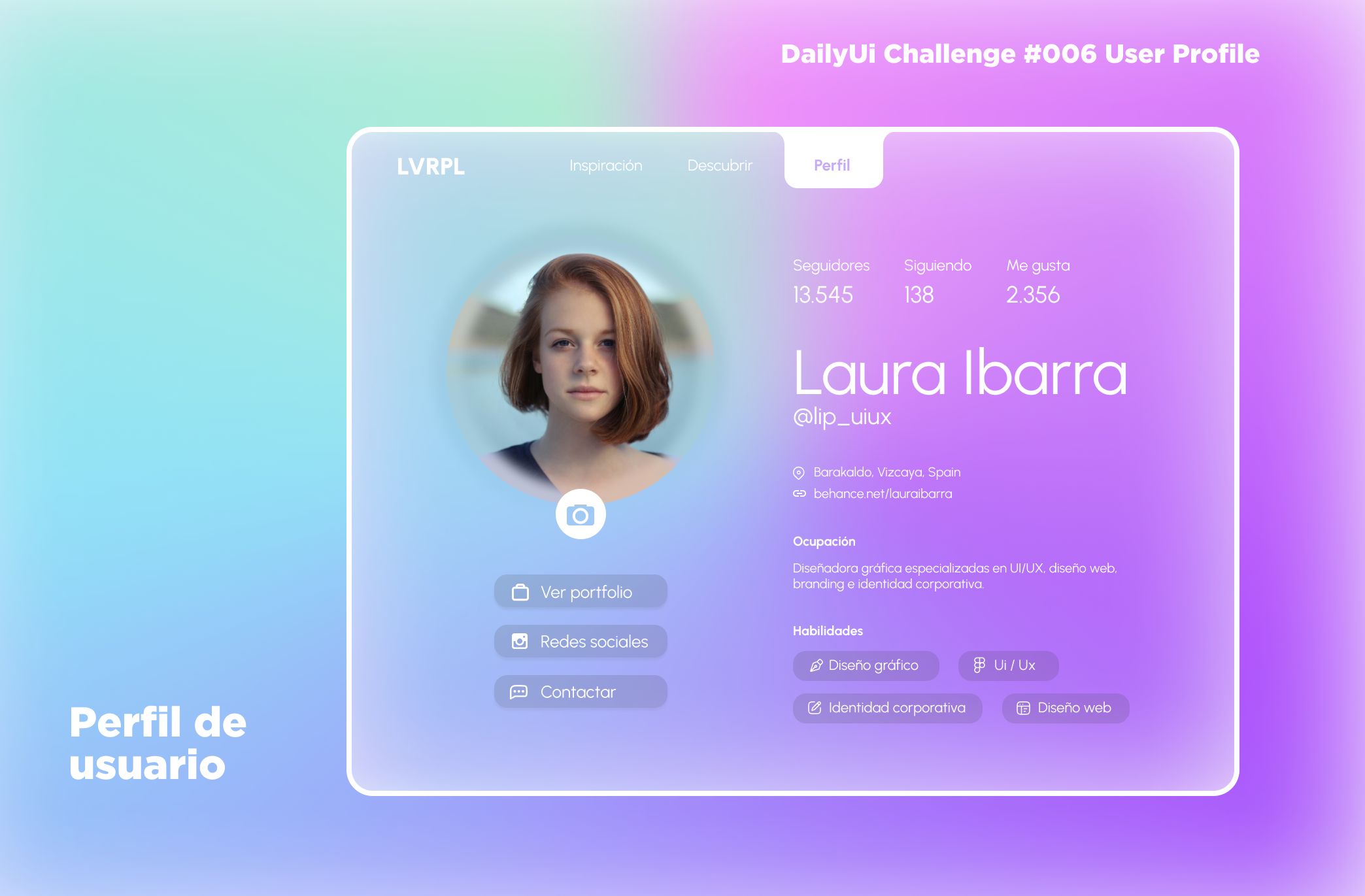 Example of User profile Daily Ui 006