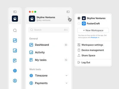 Sidebar navigation account settings clean close menu interaction menu minimalism modern ui nav nav bar navigation open menu settings side menu sidebar sidenav ui ui design ux web design workspace