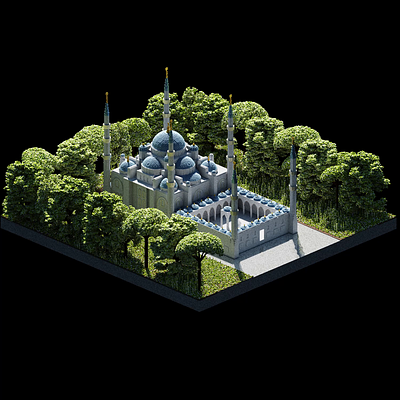 VoxStories #9 - The Blue Mosque 3d 3d art blue mosque game art islam istanbul magicavoxel mosque muslim turkey voxel voxels