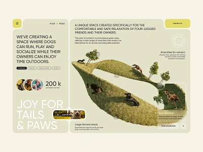 Concept Design. Four Paws animals concept design dog modern nature park paws pets playground space ui web website zone