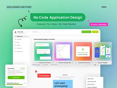 No Code/Low Code Web Application Design - SaaS Platform accessibility branding collaboration tools content management system cross platform compatability design system design thinking development thinking drag and drop builder mobile app design mobile app development mobile first design rapid prototyping saas application typography ui ui ux ux web application design workflow automation