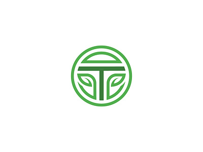 T Letter Logo branding circular gardening logo geometric green logo leaves logo modern logo monogram organic t letter