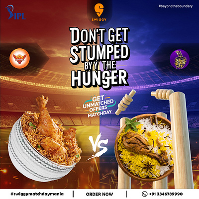 Swiggy's AD For IPL Qualifier 1 SRH vs KKR Match ad advertisement advertising biriyani ipl2024 kkr kolkata knight riders photoshop srh sunrisers hydrabad swiggy