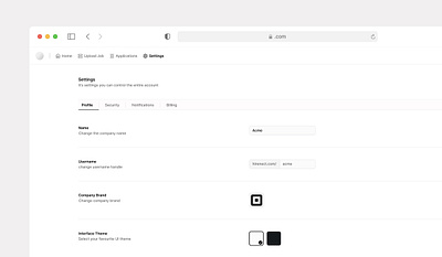Hirenect - Settings dashboard graphic design product design settings simple ui ui design uiux user interface web app web design