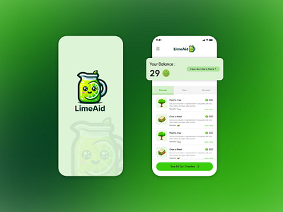 LimeAid Mobile App adobe xd app ui design figma green mobile app ui design