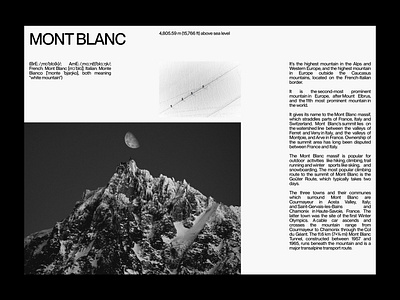 Mont Blanc | Editorial layout, pt. 2 design editorial figma graphic design grid landing landing page layout minimal minimalism minimalist poster swiss typographic typography ui ui design user interface web web design