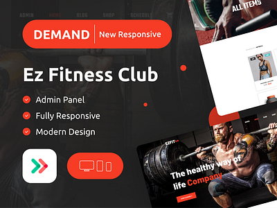 Ez Fitness Club NoCode Web Template bubble.io eazycode fitness logo no nocode saas platform web template