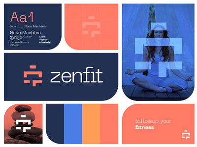 ZenFit Fitness Logo app brand guide brand identity branding brandmark fitness fitness logo graphic design health logo logomark minimalist yoga zen