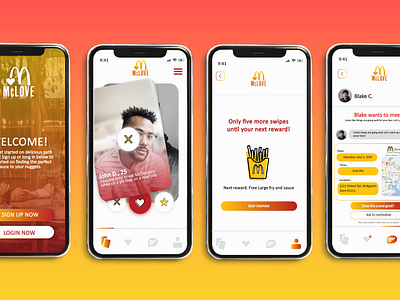 McLovin: McDonalds Dating App Mock Up app branding dating app mcdonalds ui