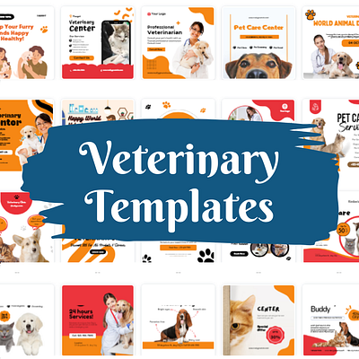 Social Media Posts for Veterinary (Canva Templates) business social media templates social media post templates social media templates