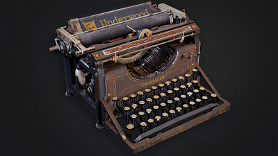 Antique Typewriter 3d game art hard surface props realism typewriter