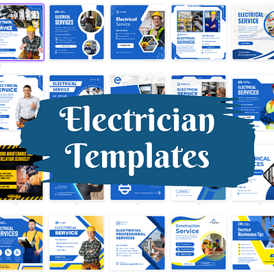 Social Media Posts for Electrician (Canva Templates) business social media templates social media post templates social media templates