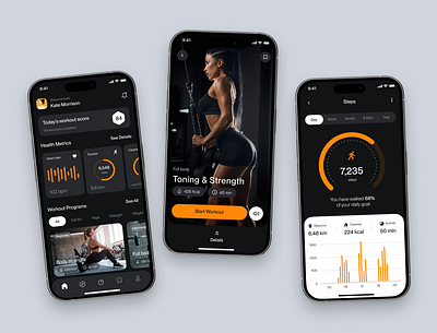 Fitness App Interface Design app fitness app fitness tracker health tech interaction design interface design mobile mobile app product design ui uidesign user interface uxdesign workout app