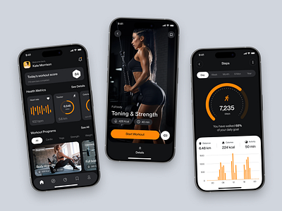 Fitness App Interface Design app fitness app fitness tracker health tech interaction design interface design mobile mobile app product design ui uidesign user interface uxdesign workout app