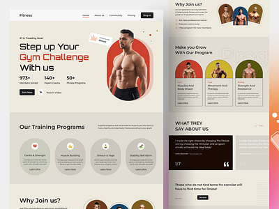 Fitness Website Design bodybuilding cardio crossfit exercise fitness club fitness website gym healthy landing page lifestyle muscle nutrition personal trainer popular sport training website design weightloss workout yoga