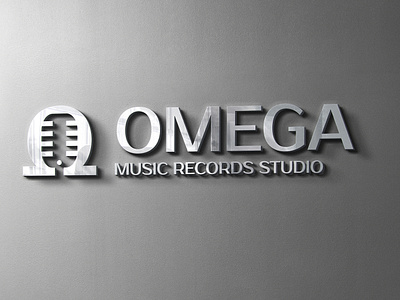 Omega Records Microphone Logo brand design identity letter omega logo logo design logotype microphone minimal monogram music records logo negative space omega record logo sound template