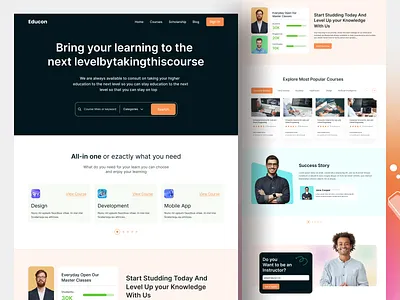 E-Learning Platform Landing Page b2b crm design e learning e learning platform landing page hrm interface lms minimal saas safayet ahmed ui ux web web app website website design