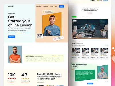 E-Learning Platform Landing Page b2b crm design e learning e learning landing page e learning webiste hrm lms minimal saas safayet ahmed ui ux web web app website