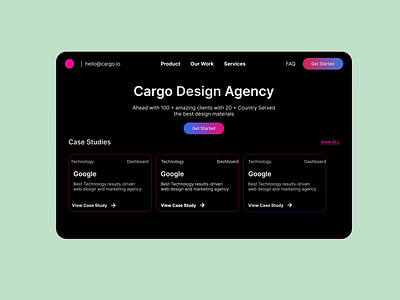 Cargo Agency Landing page design | UI UX Designer cargo customer feedback figma gradient effect landing page design rapid prototyping ui uiux useability testing user experience user feedback user interface ux