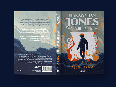 Manawydan Jones: Y Pair Dadeni - Book Cover book cover character cover design fantasy fire graphic design illustration typography welsh literature ya novel young adult novel