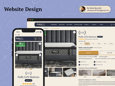 Product Detail page design clean design design inspirations dribbble ecommerce interaction design landing page mattress minimal design mobile design modern design product design product page responsive design trending ui user experience user interface ux web design