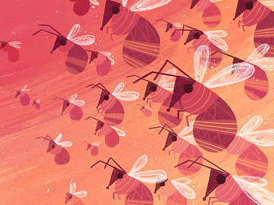 Bees art bee drawing gartman illustration poster warm