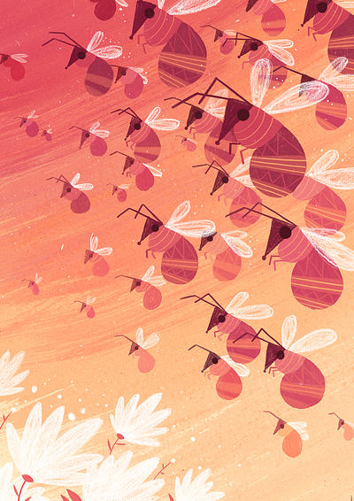 Bees art bee drawing gartman illustration poster warm