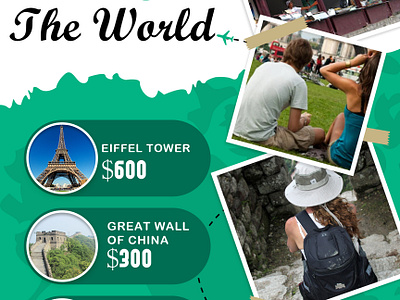 Travel Event Poster. design designer eiffle tower explore the world grate wall of chaina poster souban waqar travel travel event poster