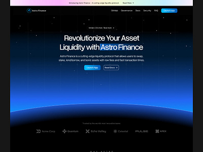 Astro Finance Hero Section crypto landing page web3 website