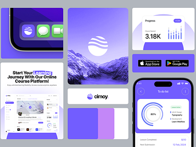 Online Course Visual Identity app branding clean colorful design digital fireart icon product ui ux vi