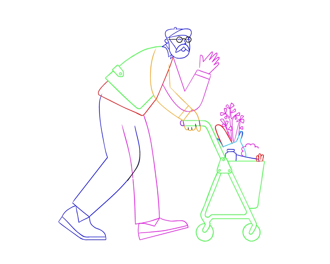 Grandpa Animation Clean-Up 2d adobe animate cc animation behind the scenes cel clean up frame by frame granpa groceries loop shopping traditional animation walk walk cycle wip