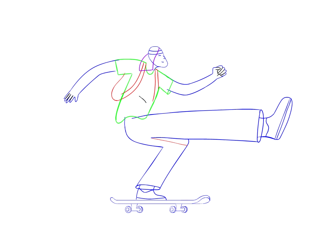 Skater Animation Clean-Up 2d animate cc animation behind the scenes cel clean up loop skater traditional wip
