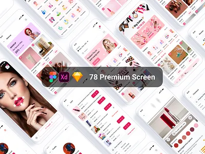 Pinklip - AI Beauty Shopping Mobile App UI ai app ai beauty ai ecommerce beauty mobile app ecommerce app fashion app figma free freebies live shopping makeup store mobile app retail app shopping shopping ai store app ui xd