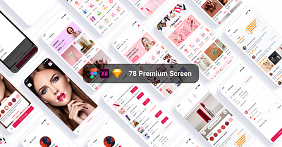 Pinklip - AI Beauty Shopping Mobile App UI ai app ai beauty free freebies mobile app shopping ai ui xd