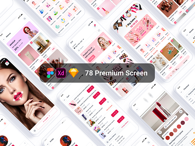 Pinklip - AI Beauty Shopping Mobile App UI ai app ai beauty free freebies mobile app shopping ai ui xd