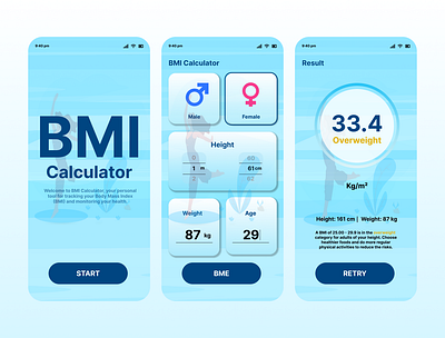 BMI calculator - App UI Design app appdesign bmi design figma ui uiux ux