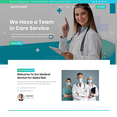 Muntaqim - Medical & Healthcare Service HTML5 Website Template animation branding design flat illustration logo minimal typography ui website