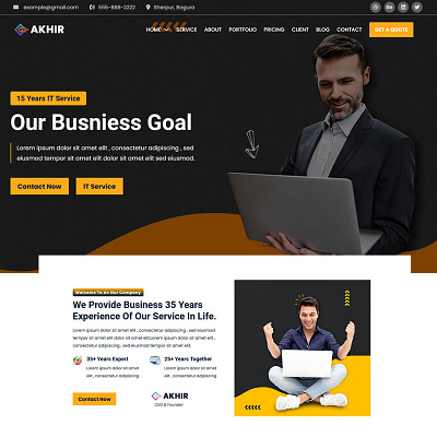 Akhir - IT Solution & Business Service Landing Page Template animation branding design flat illustration logo minimal typography ui website